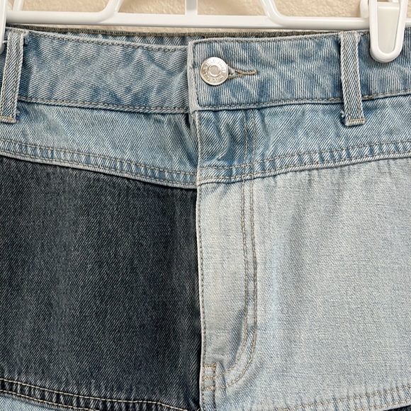 Wild Fable Color Block Blue Denim Jean Mini Skirt, Small, 100% Cotton Western - Picture 3 of 11